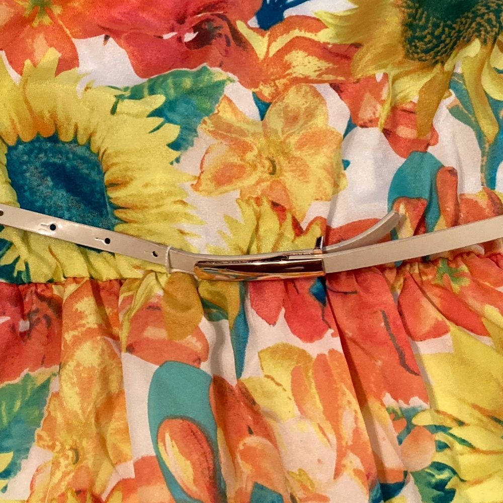 J.Taylor sz 10 Sunflower Multi Floral Print Sleeveless Dress NWT